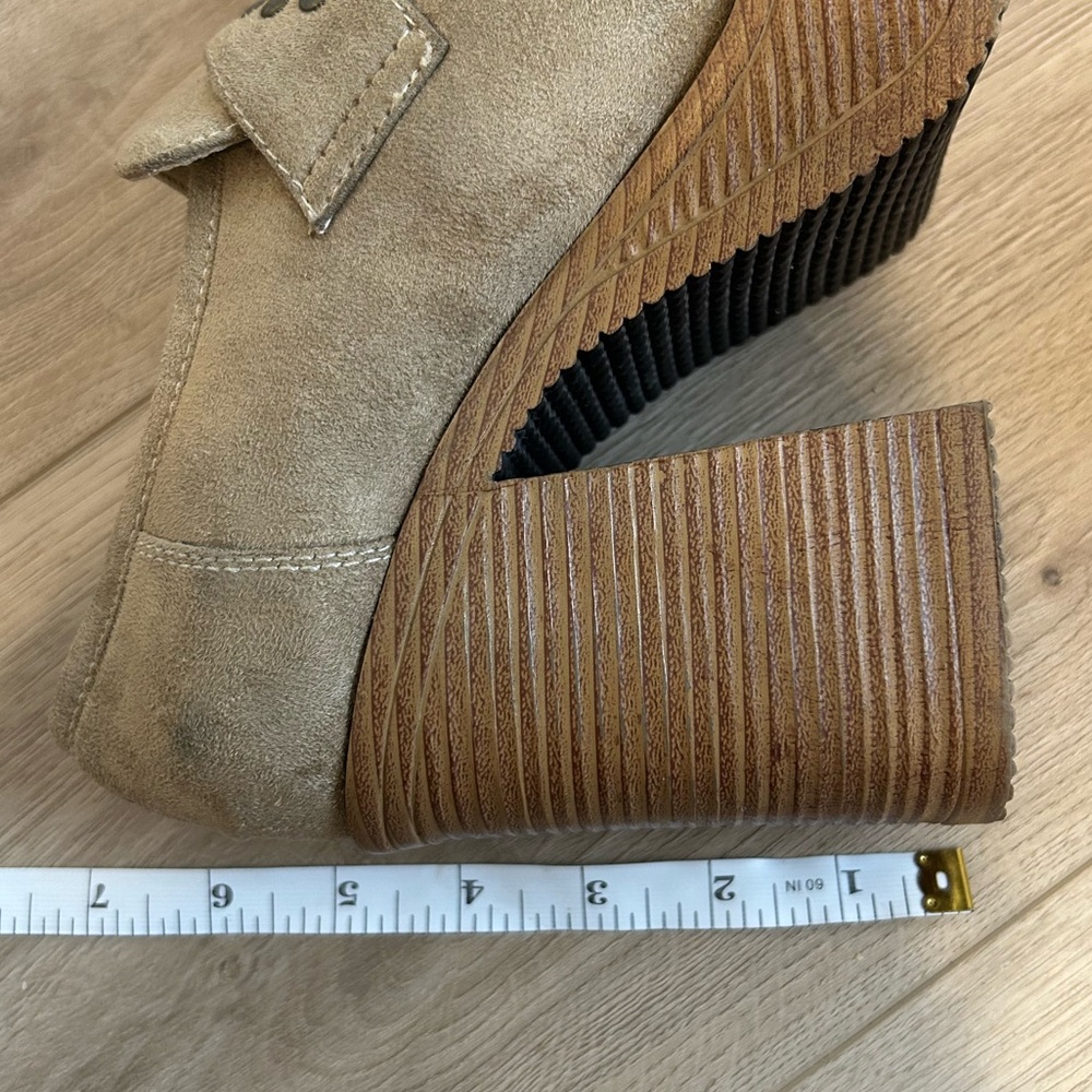 Vintage 90s Y2K Extra Chunky 1.5" Platform Suede Loafers Sz 8 - Picture 7 of 12